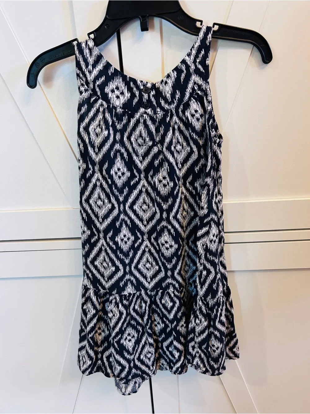 OshKosh B'gosh Navy & White Ikat Ruffle Hem Dress